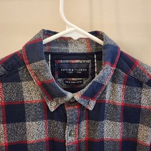 Denim & Flower Flannel Look Shirt - Men's M - Great Pattern and Great Condition!